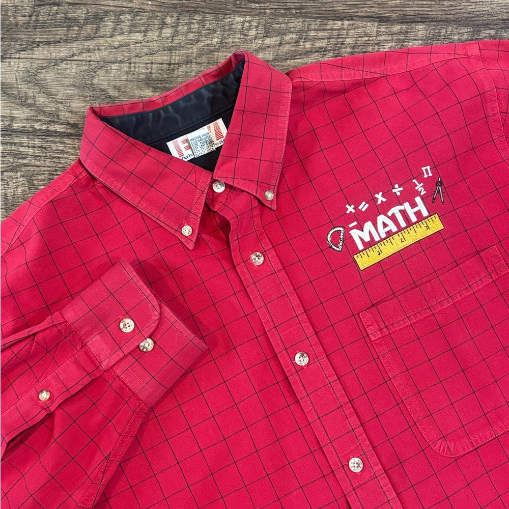 VTG Math Teacher Button Down Shirt BAW Athletic Teacher Core Nerd Core Teaching